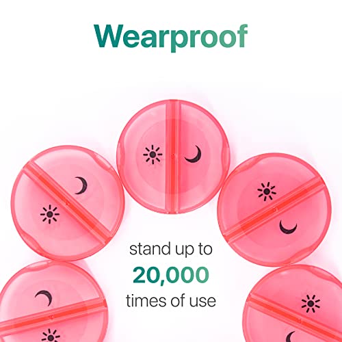 a group of round pink objects with black and white text with text: 'Wearproof stand up to 20,000 times of use'