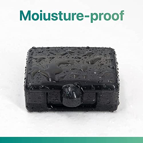 a black box with water droplets on it with text: 'Moiusture-proof'