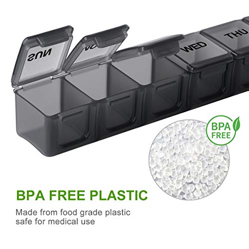 a plastic container with a lid open with text: 'THU WED BPA FREE BPA FREE PLASTIC Made from food grade plastic safe for medical use'