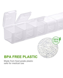 a plastic container with a lid open with text: 'BPA FREE BPA FREE PLASTIC Made from food grade plastic safe for medical use'