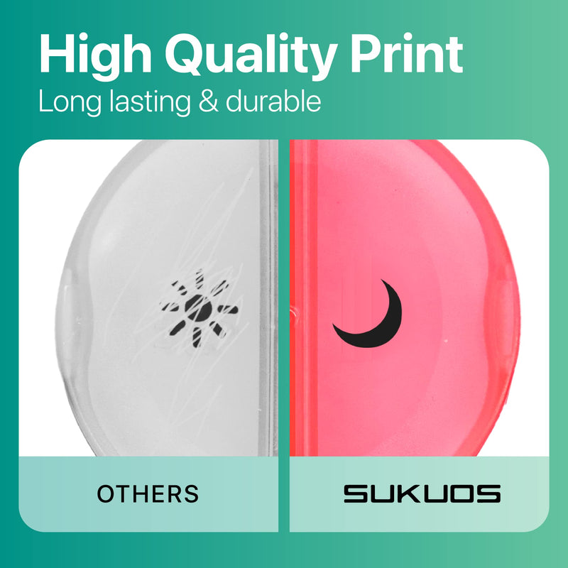 a close up of a plastic container with text: 'High Quality Print Long lasting & durable OTHERS SUKUOS'