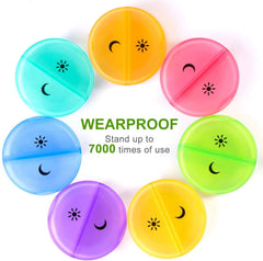 a group of colorful plastic containers with text: 'C WEARPROOF Stand up to 7000 times of use'