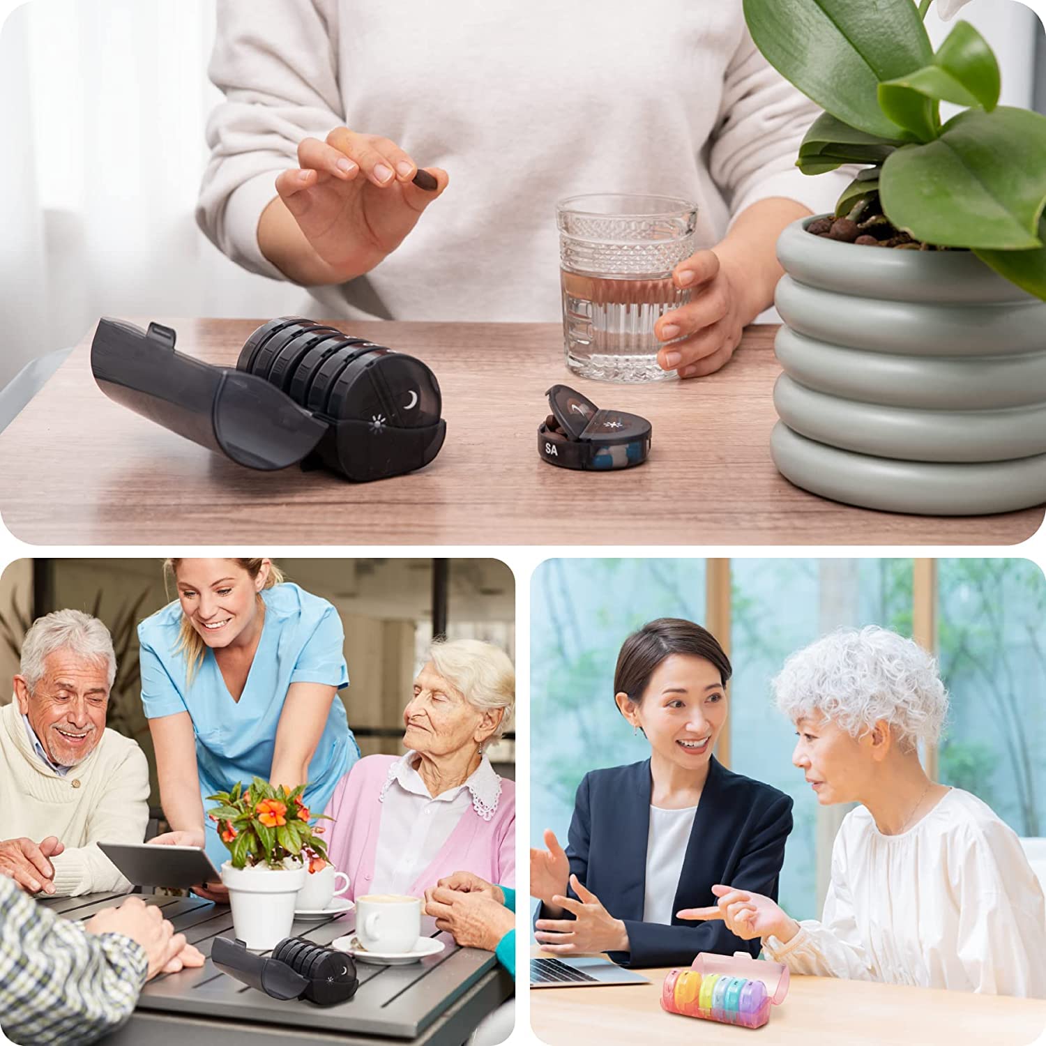 a collage of people around a table with text: 'SA'