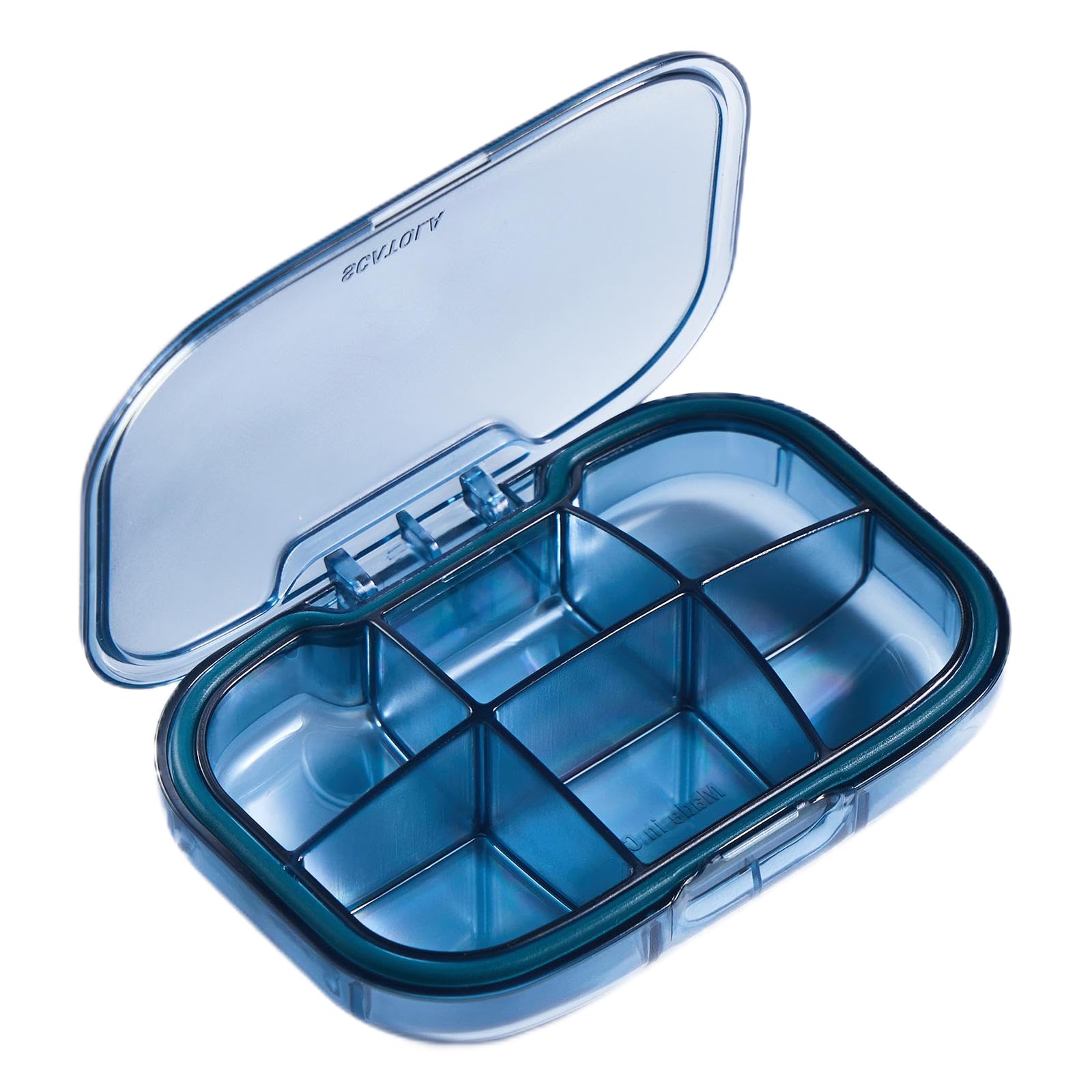 a blue plastic container with a lid