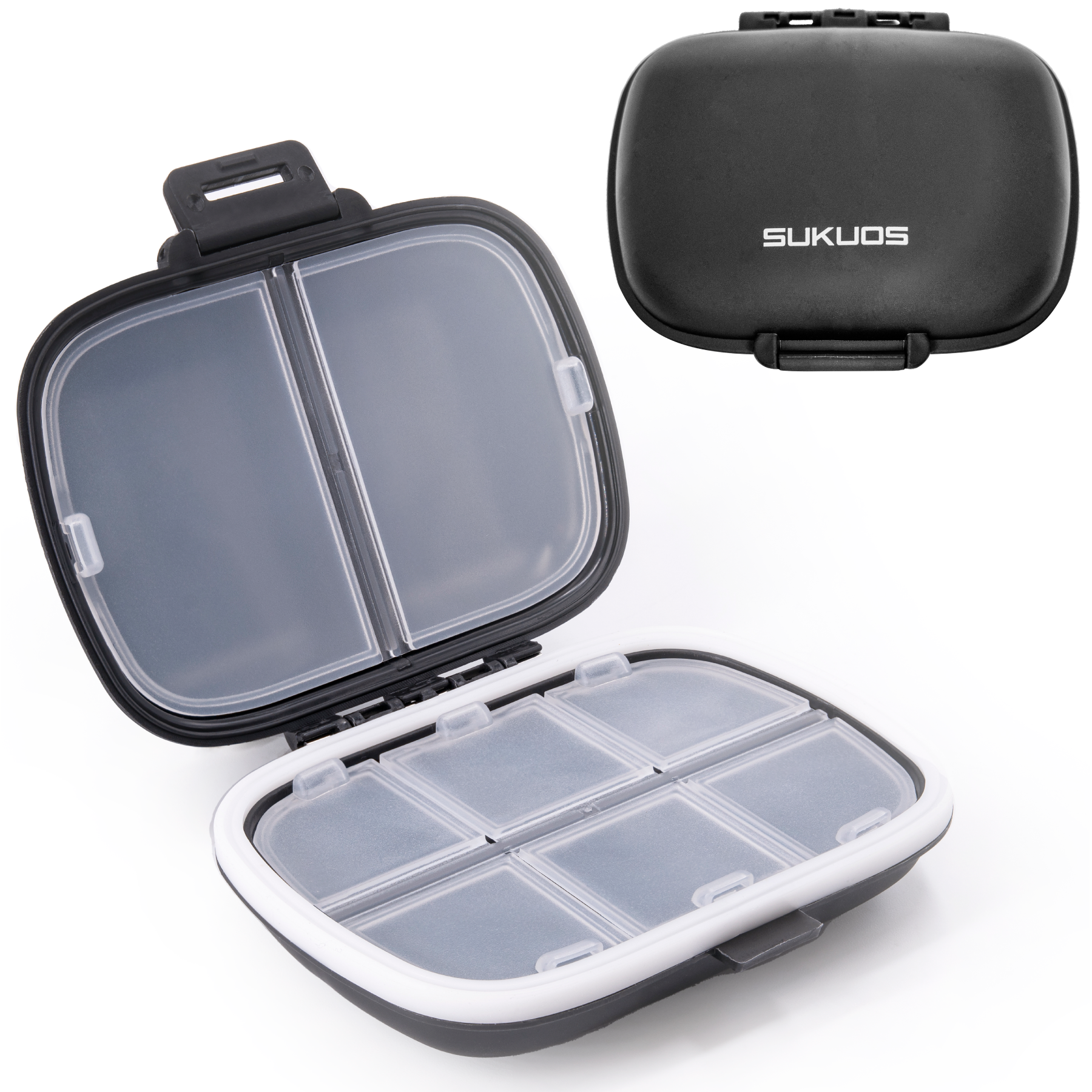 a plastic container with a lid with text: '- SUKUOS -'