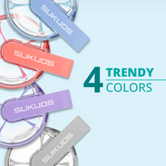 a group of colorful wheels with text: 'SUKUOS SUKUOS 4 TRENDY COLORS SUKUOS SUKUOS'