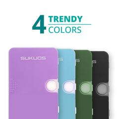 a group of colorful plastic cases with text: '4 TRENDY COLORS SUKUOS S'